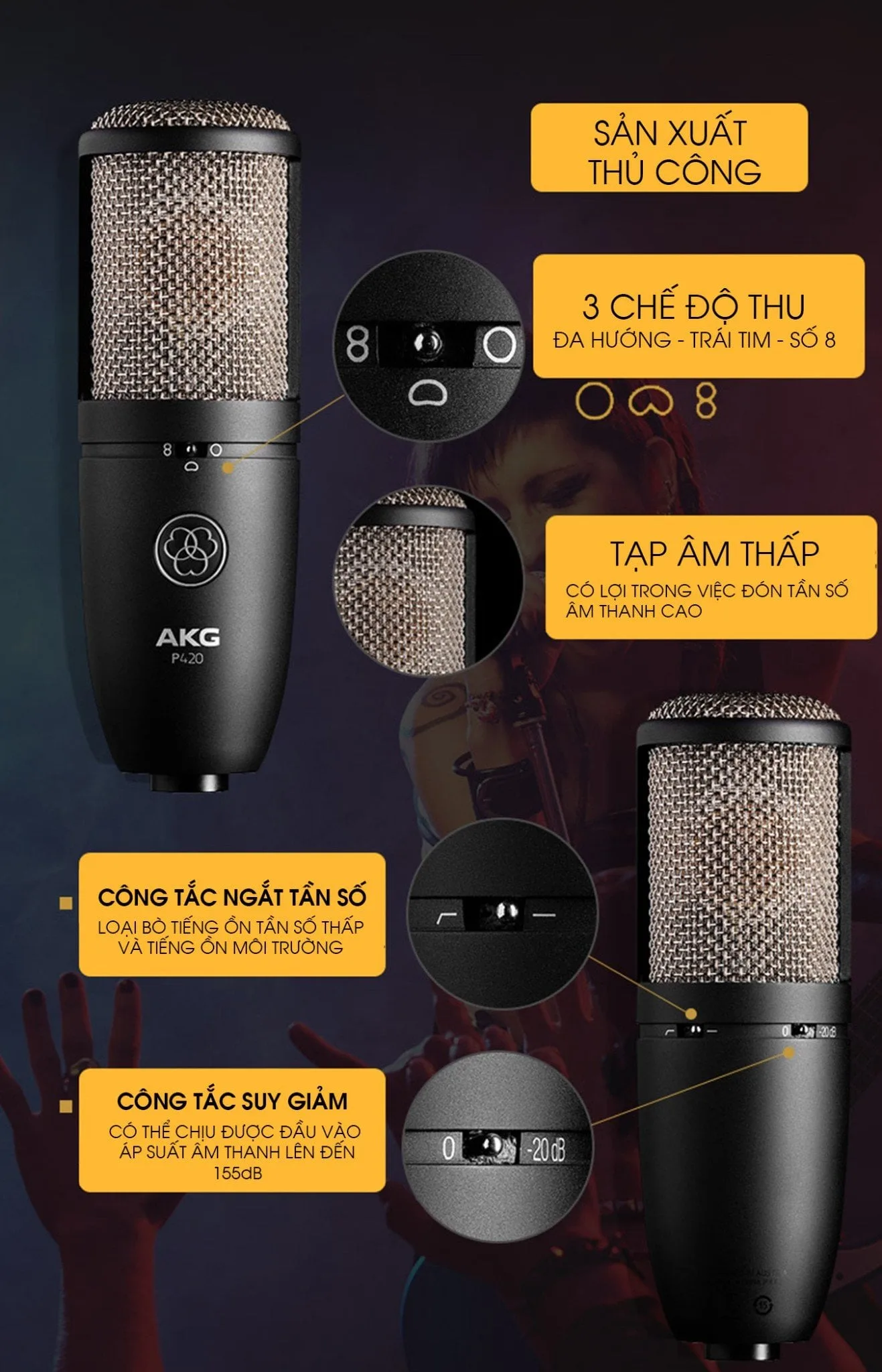 Micro thu âm AKG P420 - Micro thu âm cho phòng thu